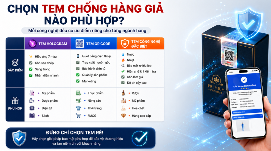 Chọn tem chống giả nào phù hợp?
